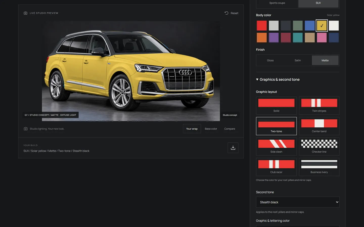 The wrap designer with an SUV in a matte finish